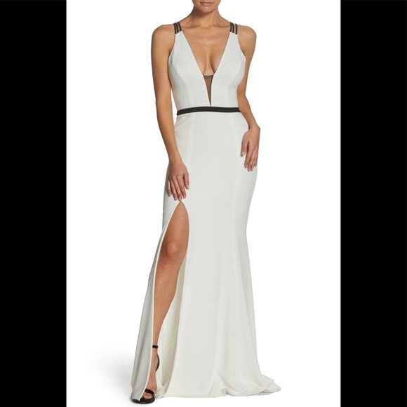 Dress Population Lana Plunging Strap Shoulder Gown - Picture 4 of 4